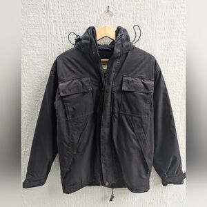 Cabela's Dry Plus Black Synthetic Down Heavy Coat Jacket W/ Hood Men's Small